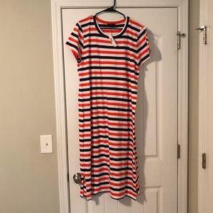 JCrew Striped Midi T-Shirt Dress